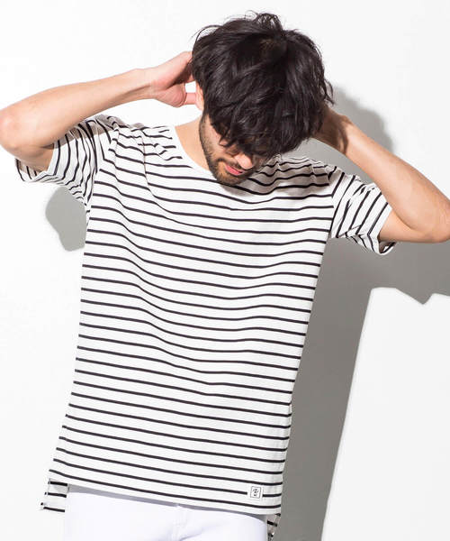 AZ by junhashimoto（エーゼイ バイ ジュンハシモト）の「AZ by junhashimoto(エーゼイ バイ ジュンハシモト)ロング丈 半袖Ｔシャツ（Tシャツ/カットソー・メンズ・ホワイト×ブラック/トップグレー/ブラック/ホワイト・MEDIUM/SMALL/LARGE/X-LARGE）」の15枚目の写真