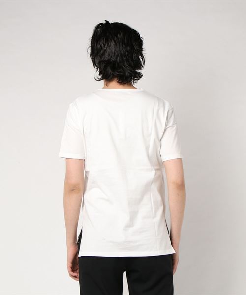 AZ by junhashimoto（エーゼイ バイ ジュンハシモト）の「AZ by junhashimoto(エーゼイ バイ ジュンハシモト)ロング丈 半袖Ｔシャツ（Tシャツ/カットソー・メンズ・ホワイト×ブラック/トップグレー/ブラック/ホワイト・MEDIUM/SMALL/LARGE/X-LARGE）」の6枚目の写真