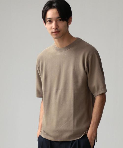 green label relaxing（グリーンレーベルリラクシング）の「SC ウォッシュド カノコ ムジT /　サマーニット ◆（ニット/セーター・メンズ・ベージュ/コバルトブルー・SMALL/LARGE/MEDIUM）」の7枚目の写真