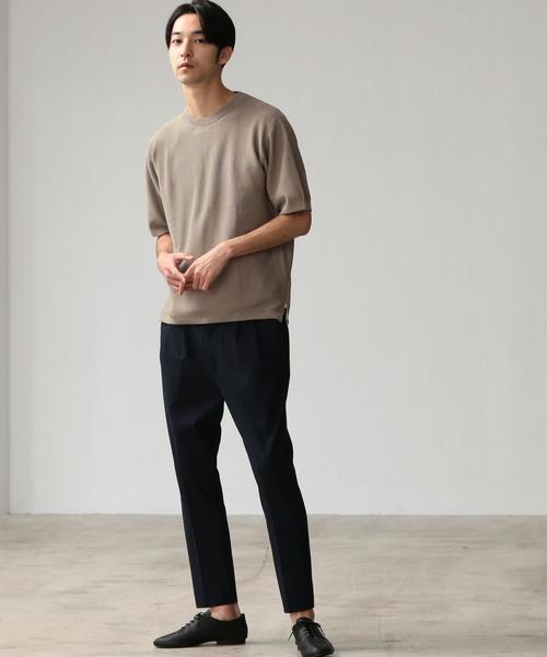 green label relaxing（グリーンレーベルリラクシング）の「SC ウォッシュド カノコ ムジT /　サマーニット ◆（ニット/セーター・メンズ・ベージュ/コバルトブルー・SMALL/LARGE/MEDIUM）」の6枚目の写真