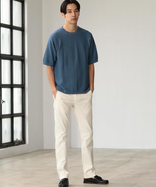 green label relaxing（グリーンレーベルリラクシング）の「SC ウォッシュド カノコ ムジT /　サマーニット ◆（ニット/セーター・メンズ・ベージュ/コバルトブルー・SMALL/LARGE/MEDIUM）」の4枚目の写真