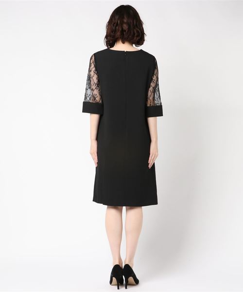 TRUDEA（トルディア）の「袖レースIラインワンピース（ドレス・レディース・ライトグレー/ブラック/ネイビー/ブルー/オレンジ/モカ・MEDIUM/LARGE/X-LARGE）」の8枚目の写真