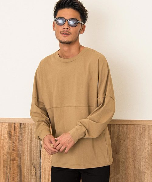 SILVER BULLET(シルバーバレット)の「『CavariA/キャバリア』ビッグシルエットUSAコットンドロップショルダークルーネック長袖Tシャツ(スウェット・メンズ・ホワイト/ブラック/ベージュ/ネイビー/レッド/ライトベージュ・M/L)」の3枚目の写真