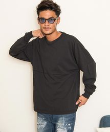 『CavariA/キャバリア』ビッグシルエットUSAコットンドロップショルダークルーネック長袖Tシャツ
