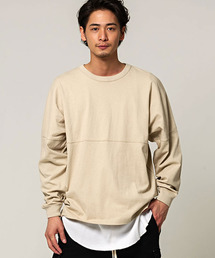『CavariA/キャバリア』ビッグシルエットUSAコットンドロップショルダークルーネック長袖Tシャツ