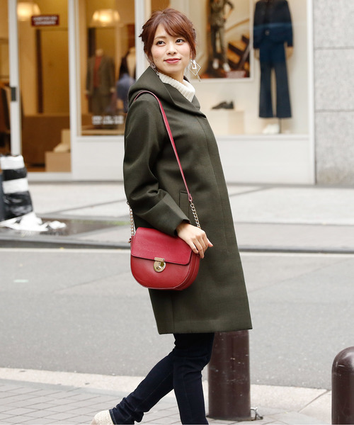 ElegChic(エレグシック)の「シンプルボンディングフード ロング コート 結婚式対応(モッズコート・レディース・チャコールグレー/カーキ/ネイビー・M)」の4枚目の写真