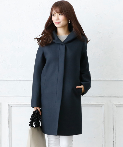 ElegChic(エレグシック)の「シンプルボンディングフード ロング コート 結婚式対応(モッズコート・レディース・チャコールグレー/カーキ/ネイビー・M)」の11枚目の写真