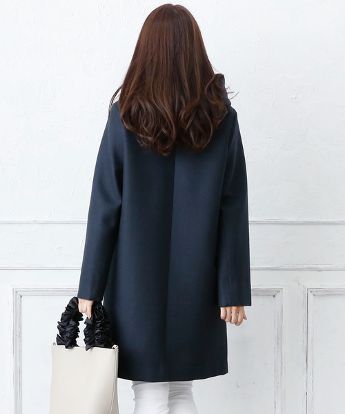 ElegChic(エレグシック)の「シンプルボンディングフード ロング コート 結婚式対応(モッズコート・レディース・チャコールグレー/カーキ/ネイビー・M)」の19枚目の写真