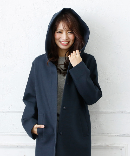 ElegChic(エレグシック)の「シンプルボンディングフード ロング コート 結婚式対応(モッズコート・レディース・チャコールグレー/カーキ/ネイビー・M)」の8枚目の写真