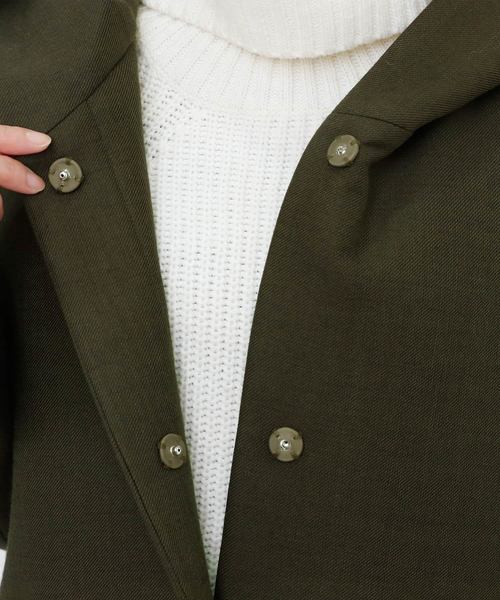 ElegChic(エレグシック)の「シンプルボンディングフード ロング コート 結婚式対応(モッズコート・レディース・チャコールグレー/カーキ/ネイビー・M)」の6枚目の写真
