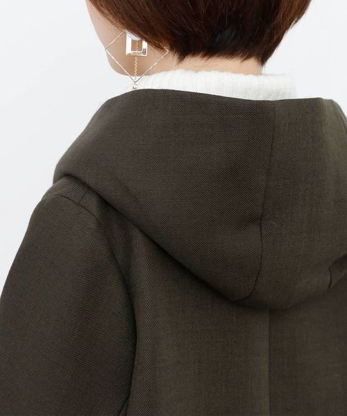 ElegChic(エレグシック)の「シンプルボンディングフード ロング コート 結婚式対応(モッズコート・レディース・チャコールグレー/カーキ/ネイビー・M)」の21枚目の写真