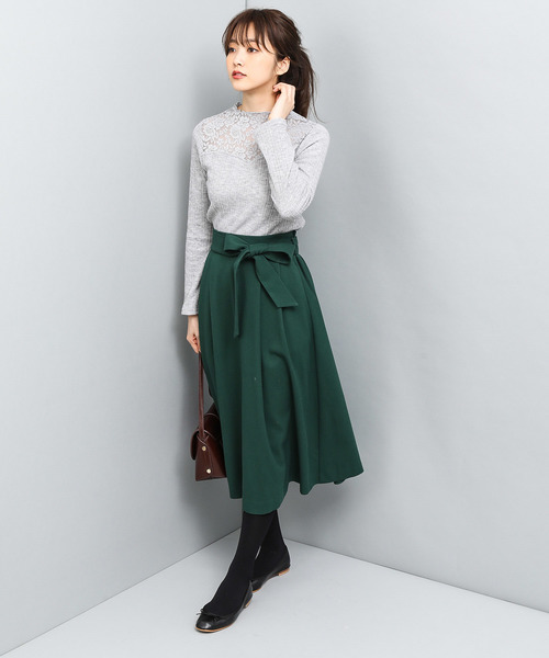 VIS（ビス）の「【泉里香着用アイテム】ベルト付ミモレ丈スカート（スカート・レディース・ネイビー/グリーン/キャメル・S/M）」の5枚目の写真