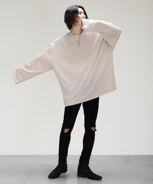 薄手ロングカットソー ビッグシルエット（Tシャツ/カットソー）｜minsobi（ミンソビ）