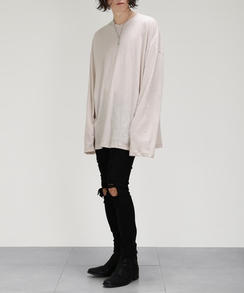 薄手ロングカットソー ビッグシルエット（Tシャツ/カットソー）｜minsobi（ミンソビ）