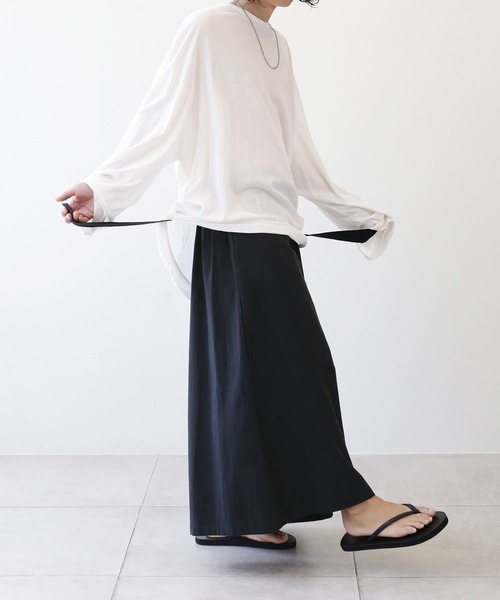 薄手ロングカットソー ビッグシルエット（Tシャツ/カットソー）｜minsobi（ミンソビ）