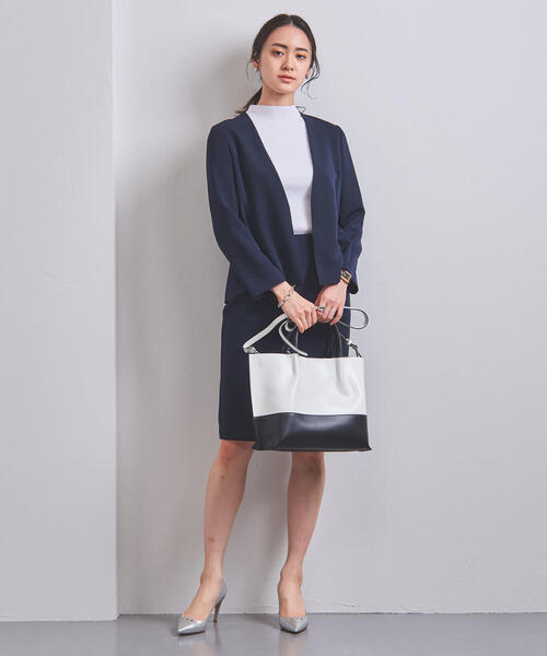 美品♡近年♡ユナイテッドアローズ ペプラムショートブルゾン ジップアップ 紺 BEAUTY&YOUTH UNITED ARROWS（ビューティーアンドユースユナイテッド