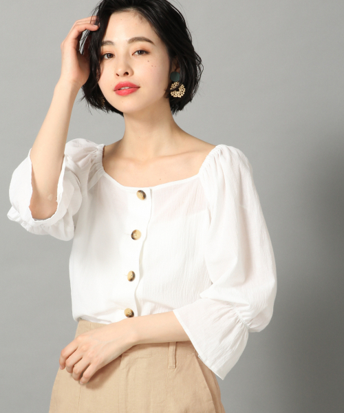 LOWRYS FARM（ローリーズファーム）の「スクエア２ＷＡＹブラウス　836521（シャツ/ブラウス・レディース・ブラック/ベージュ/オフホワイト/グリーン・FREE）」の17枚目の写真