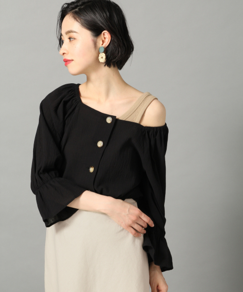 LOWRYS FARM（ローリーズファーム）の「スクエア２ＷＡＹブラウス　836521（シャツ/ブラウス・レディース・ブラック/ベージュ/オフホワイト/グリーン・FREE）」の15枚目の写真