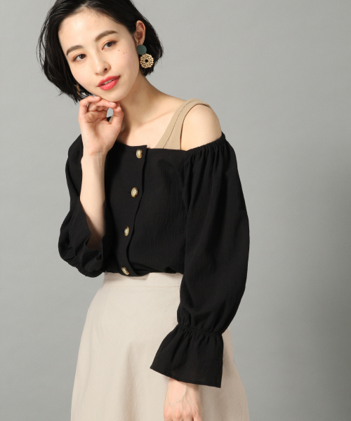 LOWRYS FARM（ローリーズファーム）の「スクエア２ＷＡＹブラウス　836521（シャツ/ブラウス・レディース・ブラック/ベージュ/オフホワイト/グリーン・FREE）」の19枚目の写真