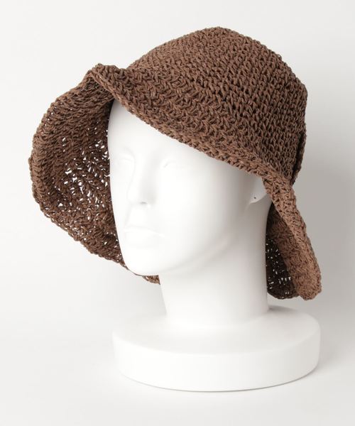 STYLEBLOCK（スタイルブロック）の「バックリボンデザインつば広麦わら帽子（ハット・レディース・ブラック/ベージュ/カーキ/ピンク/ブラウン系その他/キャメル/ピンク系その他・FREE）」の2枚目の写真