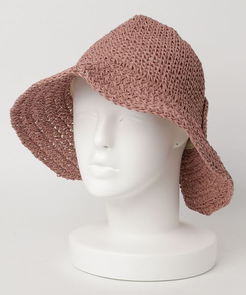 STYLEBLOCK（スタイルブロック）の「バックリボンデザインつば広麦わら帽子（ハット・レディース・ブラック/ベージュ/カーキ/ピンク/ブラウン系その他/キャメル/ピンク系その他・FREE）」の7枚目の写真