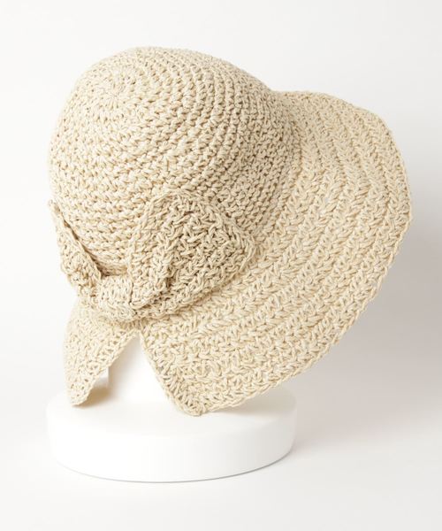 STYLEBLOCK（スタイルブロック）の「バックリボンデザインつば広麦わら帽子（ハット・レディース・ブラック/ベージュ/カーキ/ピンク/ブラウン系その他/キャメル/ピンク系その他・FREE）」の8枚目の写真