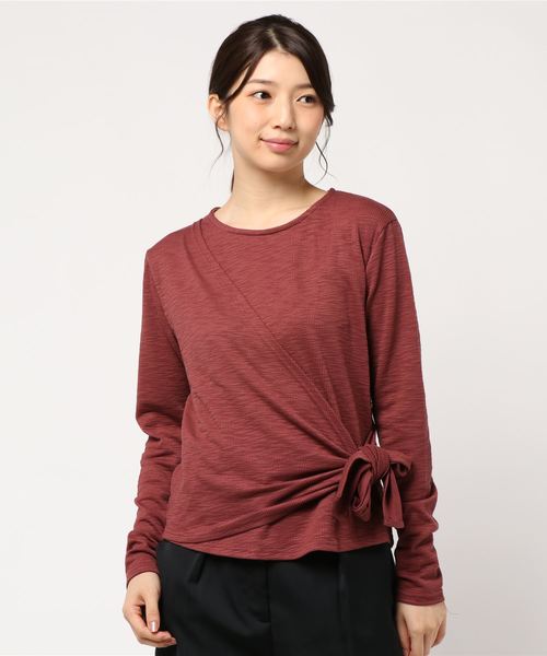 KOBE LETTUCE(コウベレタス)の「サイドリボンレイヤードトップス(Tシャツ/カットソー・レディース・ブラック/カーキ/ピンク系その他・FREE)」の4枚目の写真