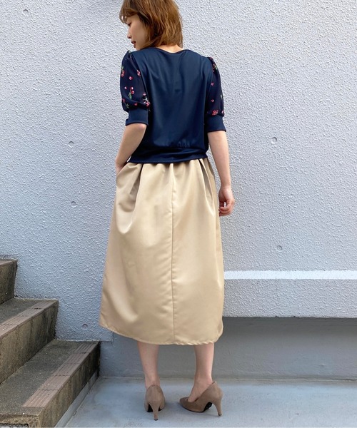 BE NEAT（ビーニート）の「【日本製】ディープタックスカート（スカート・レディース・ベージュ/オレンジ/グリーン・M）」の12枚目の写真