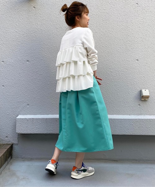 BE NEAT（ビーニート）の「【日本製】ディープタックスカート（スカート・レディース・ベージュ/オレンジ/グリーン・M）」の6枚目の写真