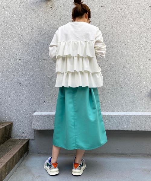 BE NEAT（ビーニート）の「【日本製】ディープタックスカート（スカート・レディース・ベージュ/オレンジ/グリーン・M）」の7枚目の写真