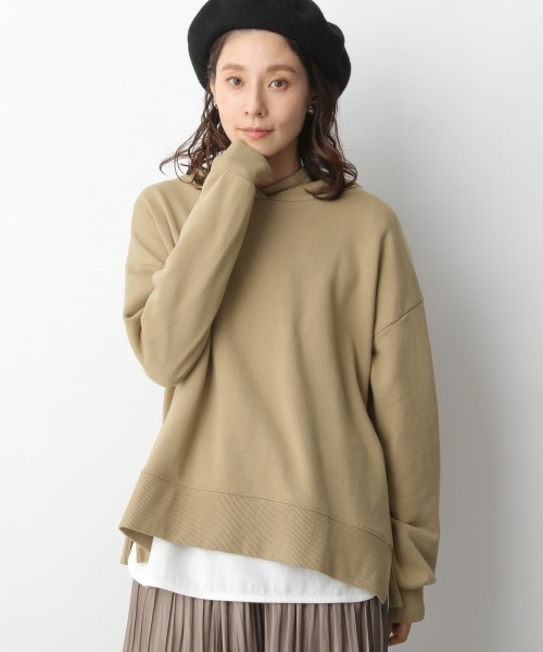 LEPSIM（レプシィム）の「【WEB限定】ルーズウラケフードパーカー　873176（パーカー・レディース・アイボリー/ミント/グレイッシュベージュ/カーキ/モカ/ブラック/オフホワイト/ブラウン/ピンク/ブルー/ライトベージュ・FREE）」の5枚目の写真