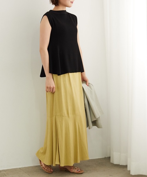 ROPE' PICNIC（ロペピクニック）の「【新色追加】ノースリーブペプラムトップス（ニット/セーター・レディース・ブラウン/ベージュ系その他2/カーキ/ブルー系その他4/ブラック・38）」の10枚目の写真