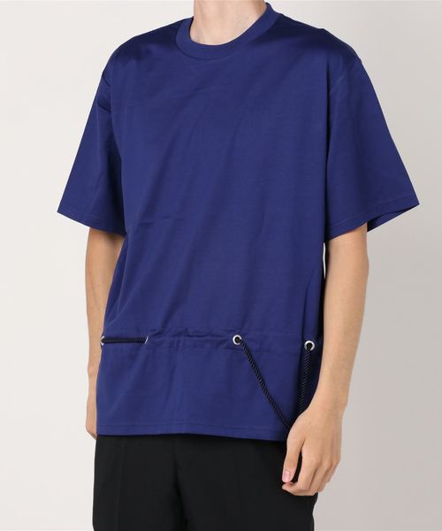 ETHOSENS（エトセンス）の「【ETHOSENS】ストリングベルトティーシャツ（Tシャツ/カットソー・メンズ・ホワイト/ブラック/サックスブルー・1/2/3）」の3枚目の写真