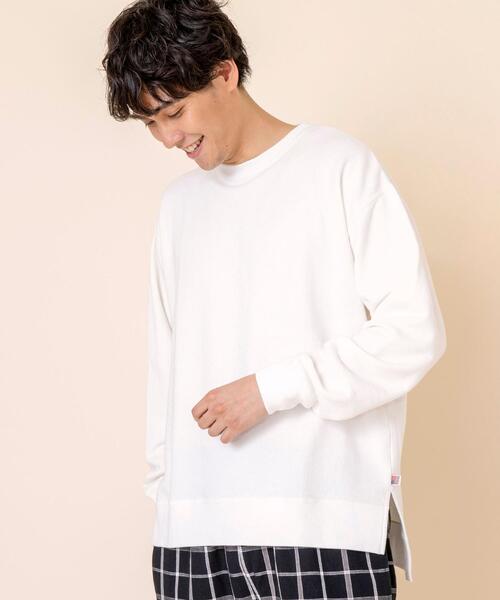 coen（コーエン）の「【WEB限定】USAコットンスウェットスリットクルーネックトレーナー#（スウェット・メンズ・ホワイト/ダークブラウン/ブラック/ライトピンク/ナチュラル/ターコイズブルー/ケリー/ダークグレー/ベージュ/ネイビー/その他1・X-LARGE/LARGE/MEDIUM/SMALL）」の12枚目の写真