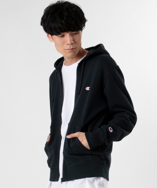 Champion(チャンピオン)の「【Champion/チャンピオン】 ロゴ刺繍 ワンポイント スウェットパーカー/ジップパーカー/フーディー(パーカー・メンズ・ネイビー/ブラック/グレー・XL/L/M)」の6枚目の写真