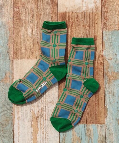 チチカカ（チチカカ）の「ナバホ＆スクエアパターンソックス 23-25cm（ソックス/靴下・レディース・ブラック/レッド/グリーン・FREE）」の3枚目の写真