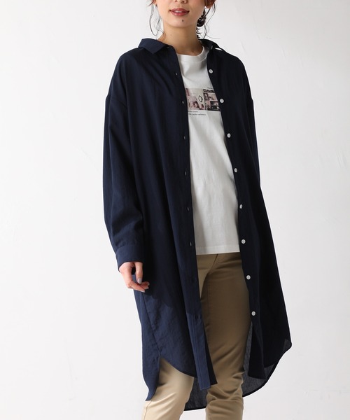 Honeys(ハニーズ)の「シャツワンピース(シャツワンピース・レディース・ネイビー/ベージュ/グリーン/ピンク・L/M/LL)」の1枚目の写真