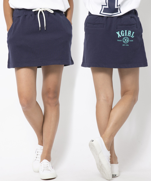 X-girl（エックスガール）の「【ViVi3月号掲載】VARIOUS SWEAT SKIRT（スカート・レディース・ネイビー/ブラック/アッシュ/ブルー・2/1）」の3枚目の写真