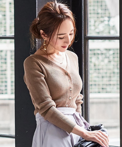 KOBE LETTUCE(コウベレタス)の「2タイプシアーリブニットカーディガン(カーディガン/ボレロ・レディース・ホワイト系その他/ブルー系その他/ベージュ/ミント/グレー/ライトブルー/ベージュ系その他/ホワイト系その他2/グリーン系その他/グレー系その他・1/2)」の5枚目の写真