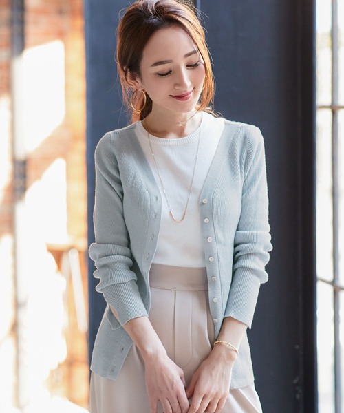 KOBE LETTUCE(コウベレタス)の「2タイプシアーリブニットカーディガン(カーディガン/ボレロ・レディース・ホワイト系その他/ブルー系その他/ベージュ/ミント/グレー/ライトブルー/ベージュ系その他/ホワイト系その他2/グリーン系その他/グレー系その他・1/2)」の9枚目の写真