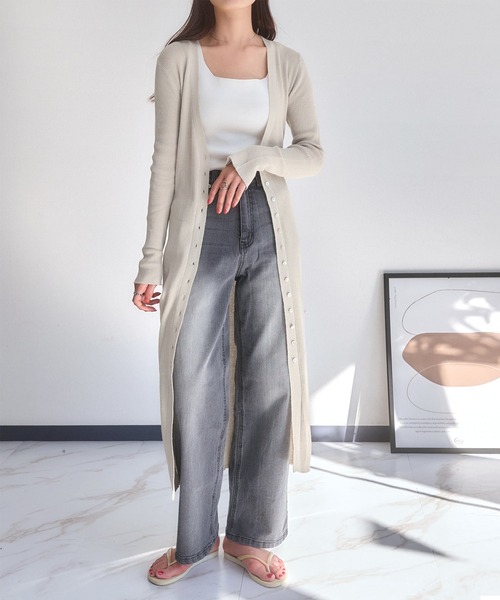 KOBE LETTUCE(コウベレタス)の「2タイプシアーリブニットカーディガン(カーディガン/ボレロ・レディース・ホワイト系その他/ブルー系その他/ベージュ/ミント/グレー/ライトブルー/ベージュ系その他/ホワイト系その他2/グリーン系その他/グレー系その他・1/2)」の13枚目の写真