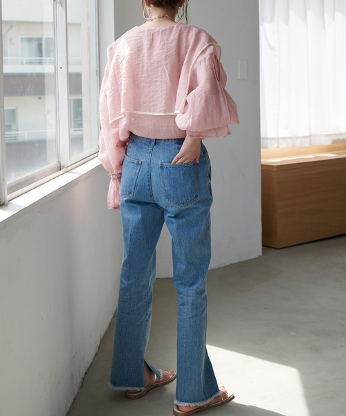 【WEB限定】セーラーカラーパイピングブラウス