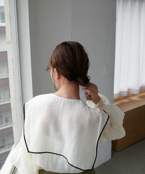 【WEB限定】セーラーカラーパイピングブラウス