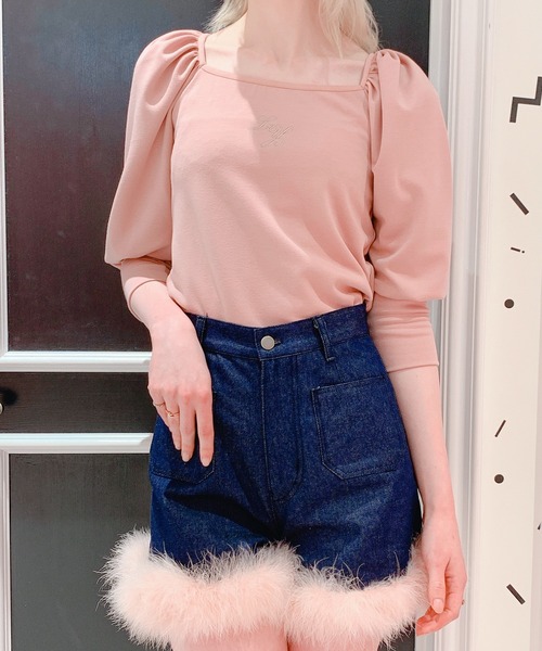 lilLilly(リルリリー)の「バックオープンパワショルトップス(Tシャツ/カットソー・レディース・ホワイト/ブラック/ブルー/ピンク・FREE)」の6枚目の写真