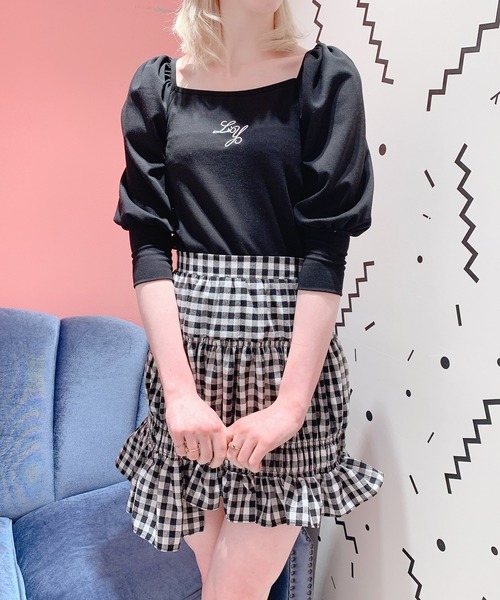 lilLilly(リルリリー)の「バックオープンパワショルトップス(Tシャツ/カットソー・レディース・ホワイト/ブラック/ブルー/ピンク・FREE)」の7枚目の写真