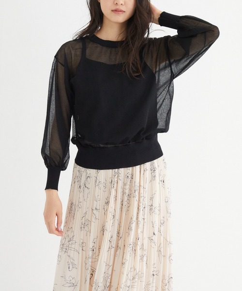 Rewde(ルゥデ)の「【雑誌掲載】シアーニットプルオーバー(1R14-03180)(ニット/セーター・レディース・ブラック/ピンク/ブルー・M)」の1枚目の写真