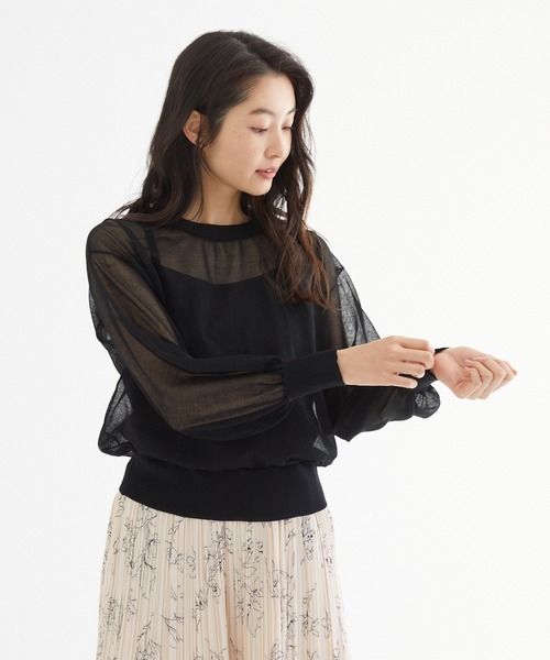 Rewde(ルゥデ)の「【雑誌掲載】シアーニットプルオーバー(1R14-03180)(ニット/セーター・レディース・ブラック/ピンク/ブルー・M)」の19枚目の写真