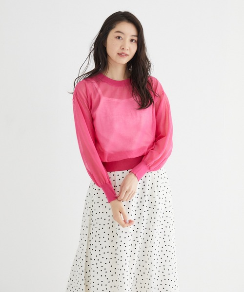 Rewde(ルゥデ)の「【雑誌掲載】シアーニットプルオーバー(1R14-03180)(ニット/セーター・レディース・ブラック/ピンク/ブルー・M)」の6枚目の写真