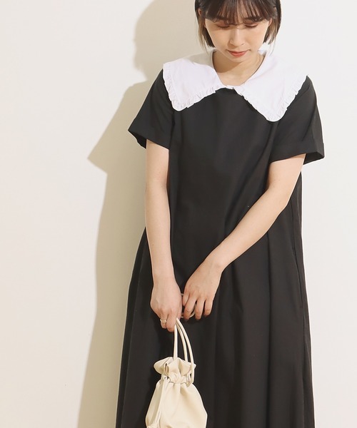 Factor=（ファクターイコール）の「つけ襟風ビックカラーノースリーブカットソー（付け襟・レディース・ホワイト系1/ホワイト系2/ブラック系1/ブラック系2・FREE）」の3枚目の写真