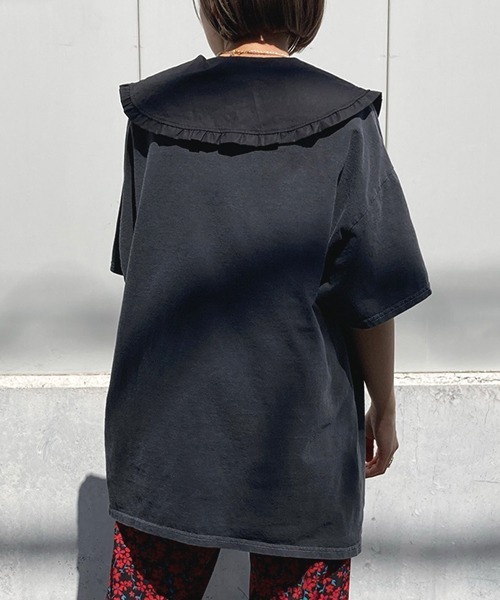 Factor=（ファクターイコール）の「つけ襟風ビックカラーノースリーブカットソー（付け襟・レディース・ホワイト系1/ホワイト系2/ブラック系1/ブラック系2・FREE）」の8枚目の写真